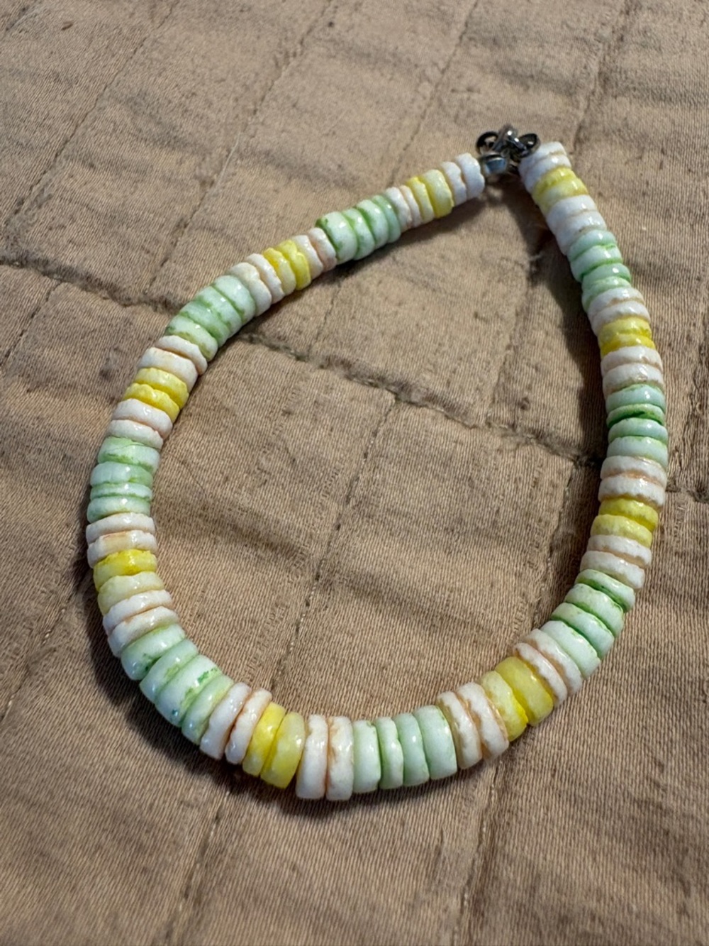 #66 - SPRING CLEANING: Pastel Shell Choker Bracelet - Yellow, Green, and Pink